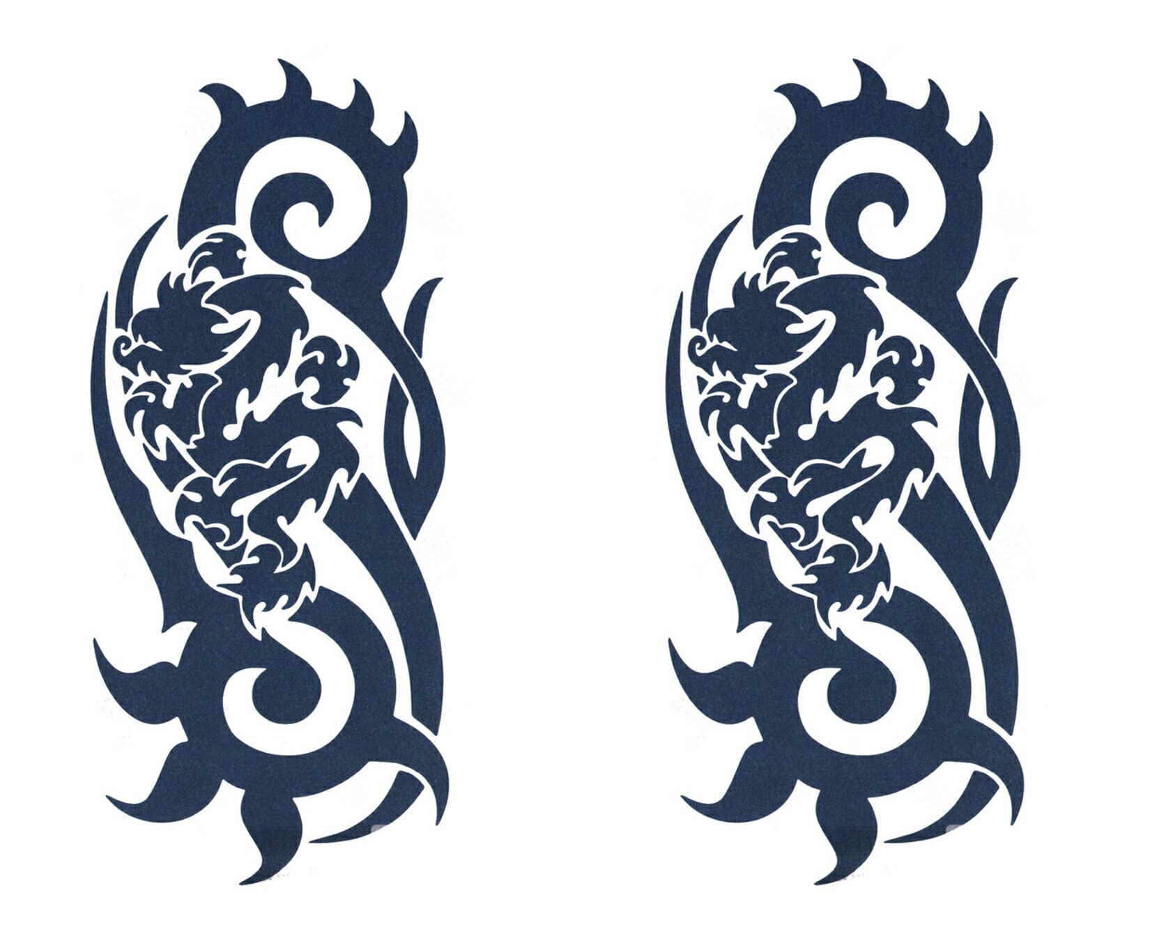 ジャグアタトゥー タトゥーシール 2週間で消えるタトゥー ヘナタトゥー 本物志向 龍 トライバル 2枚セット