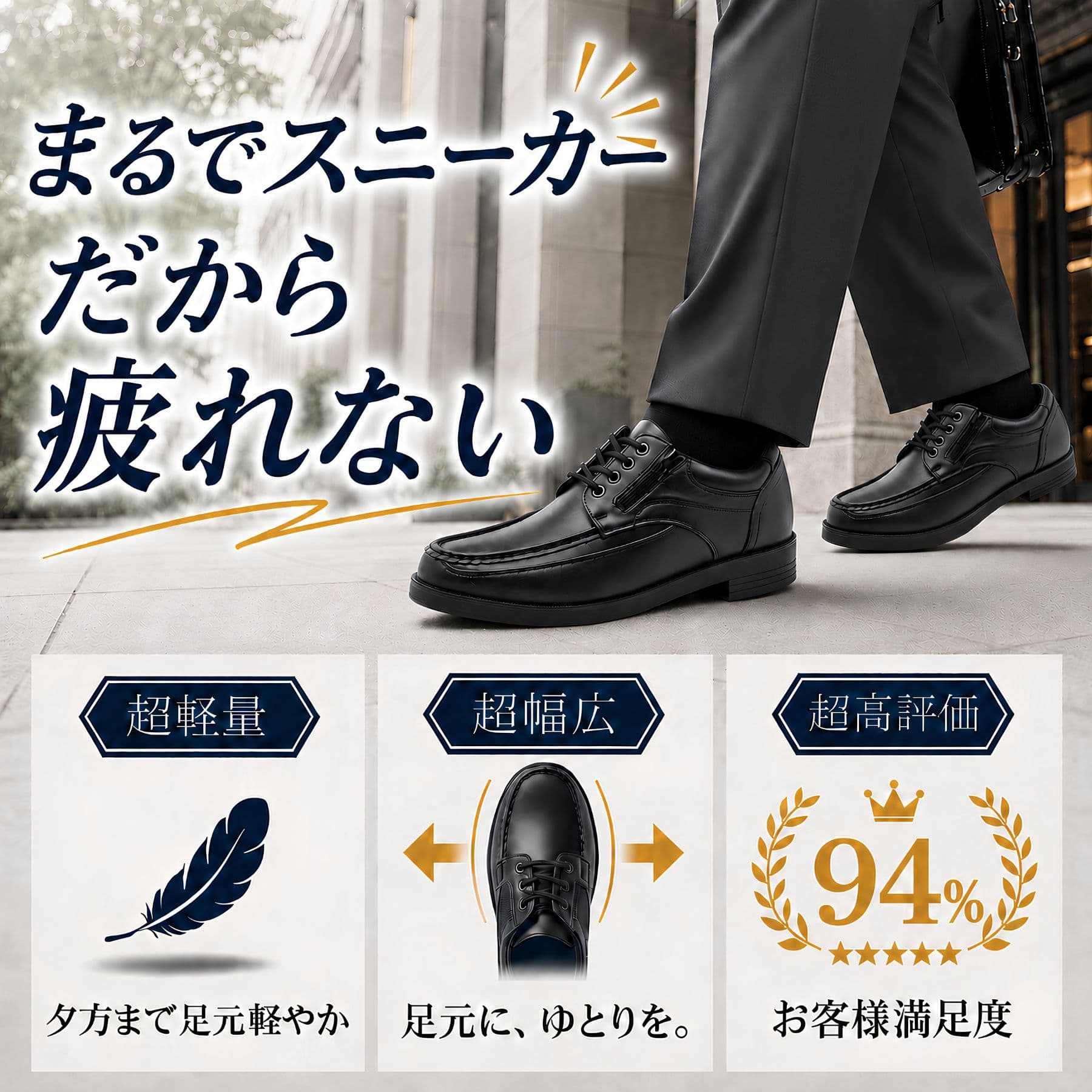 ビジネスシューズ メンズ 靴 革靴 紳士靴 黒 ブラック ブラウン 靴 幅広 4E 軽量 軽い 防滑 レースアップ スリッポン スニーカー 歩きやすい 疲れない 靴紐 ジップ ジッパー カジュアル シューズ ウィルソン Wilson 1601 1602 thumbnail 2