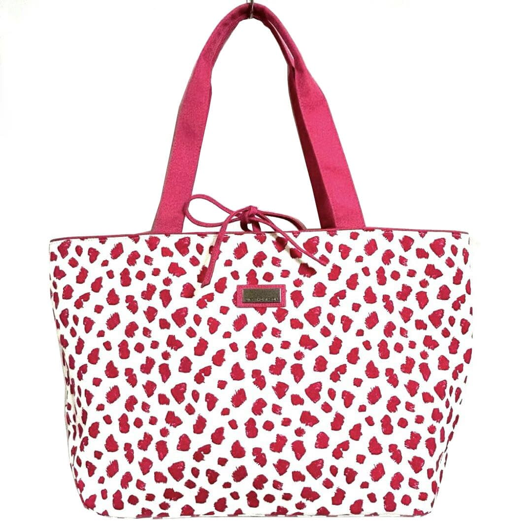 ジムトンプソン バッグ JIM THOMPSON レディースバッグ 肩掛けトート大 BA・A4対応 ホワイト ピンク キャンバス 中古Aランク