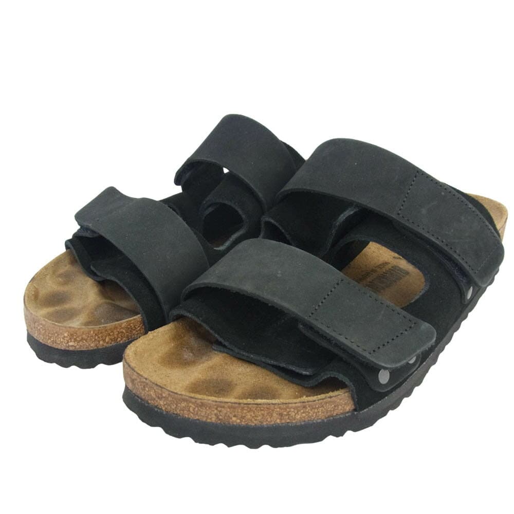BIRKENSTOCK ビルケンシュトック UJI ウジ ヌバック スエードレザー サンダル ブラック系 41 メンズ【中古】