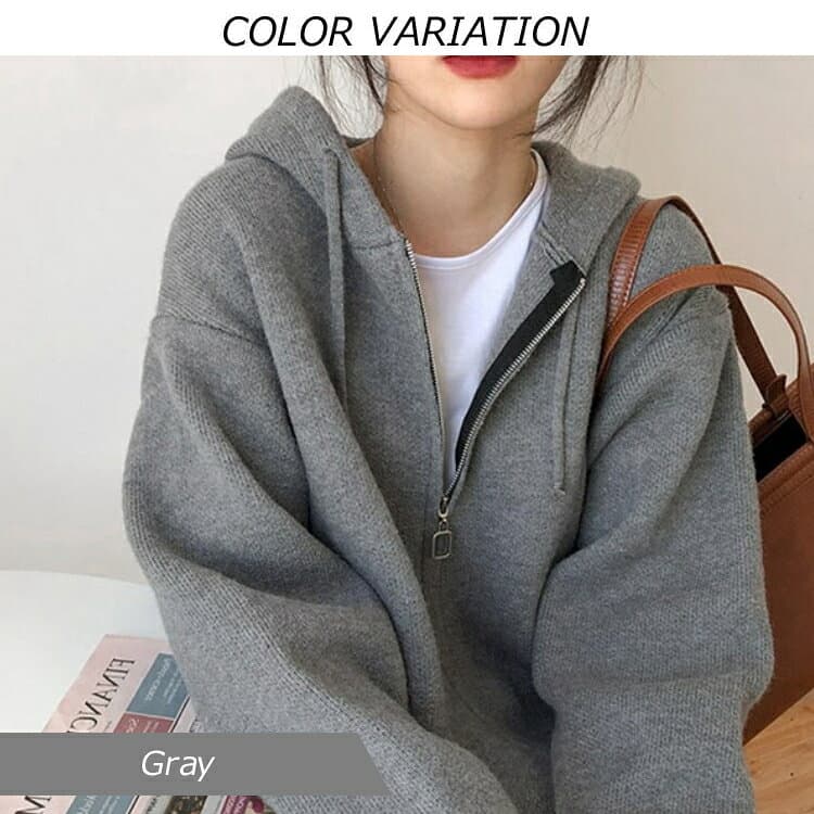 【お買い物マラソン】レディース 女性用 ウィメンズ トップス ニット ニット パーカー ジャケット セーター シンプル オシャレ 長袖 無地 アウター 上着 thumbnail 3