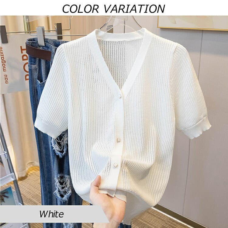 【お買い物マラソン】レディース 女性用 ウィメンズ トップス サマーニット パーカー ジャケット セーター シンプル オシャレ 半袖 無地 アウター 上着 thumbnail 2
