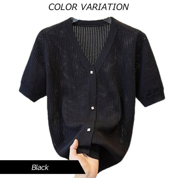 【お買い物マラソン】レディース 女性用 ウィメンズ トップス サマーニット パーカー ジャケット セーター シンプル オシャレ 半袖 無地 アウター 上着 thumbnail 3
