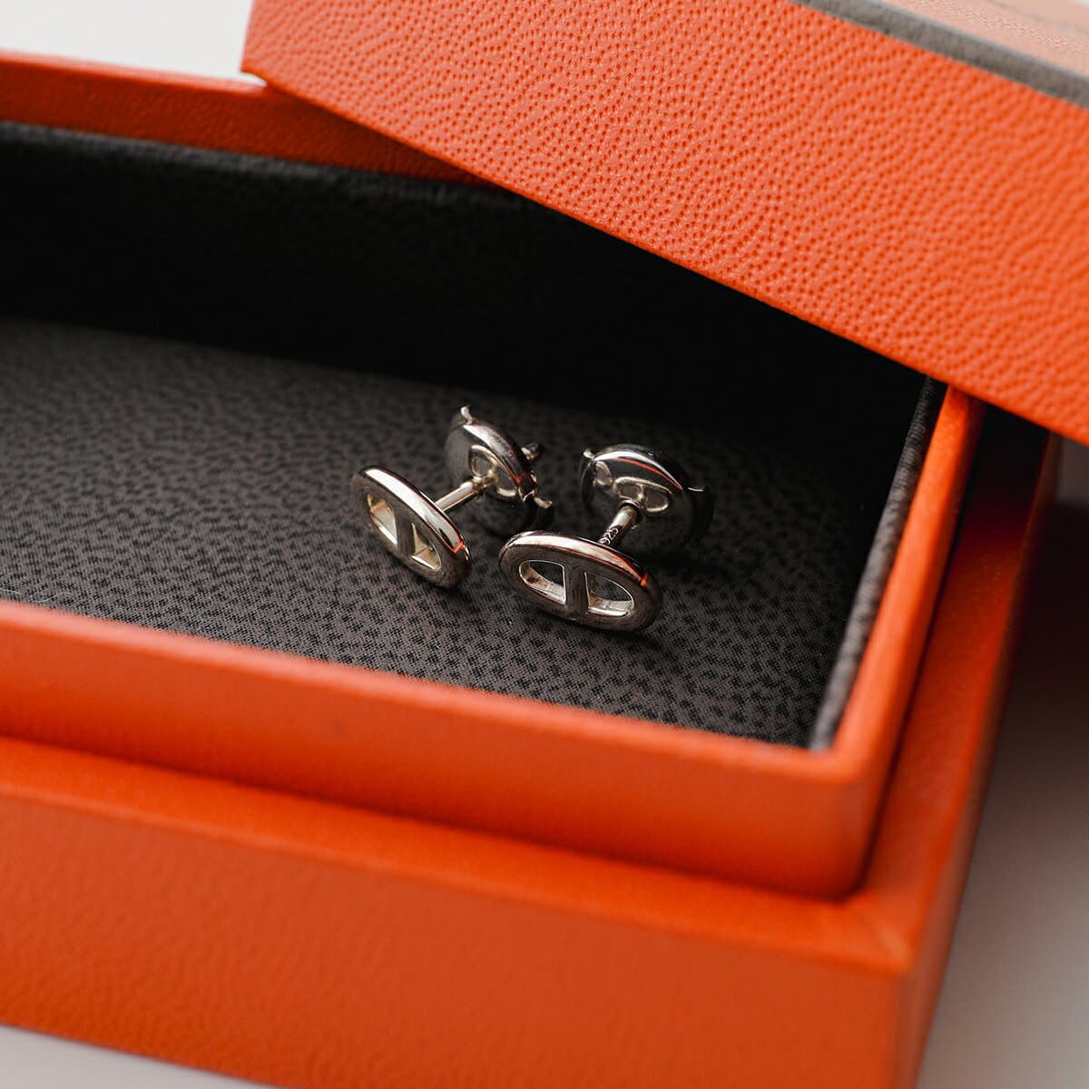HERMES エルメス ピアス シェーヌダンクル ファランドール Chaine dAncre TPM FARANDOLE H113502B レディース ミニ スタッド silver925 ロゴ シルバー【dc_kikaku】 thumbnail 3
