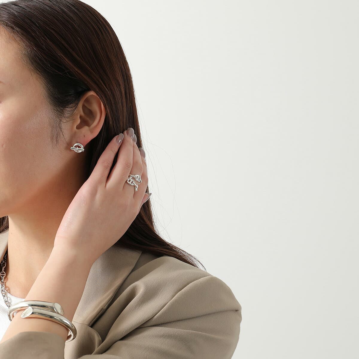 HERMES エルメス ピアス ミニ シェーヌダンクル Mini Chaine d'ancre earrings H103816B レディース ミディアム medium スタッド silver925 シルバー thumbnail 2