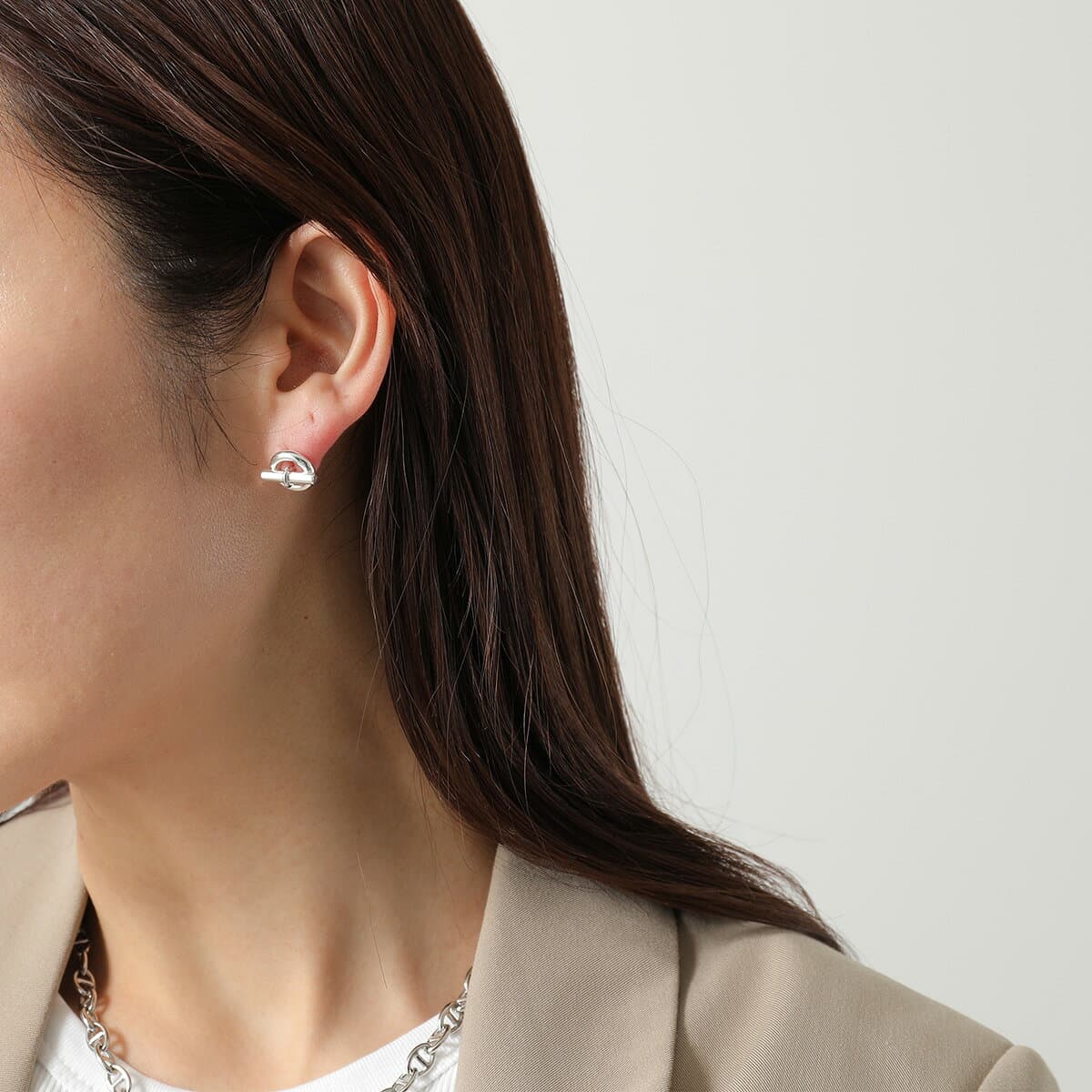 HERMES エルメス ピアス ミニ シェーヌダンクル Mini Chaine d'ancre earrings H103816B レディース ミディアム medium スタッド silver925 シルバー thumbnail 3