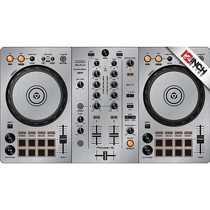 12inch SKINZ / Pioneer DDJ-FLX4 SKINZ メタリックシリーズ (ブラッシュシルバー) 【DDJ-FLX4用スキン】夏休スペシャル