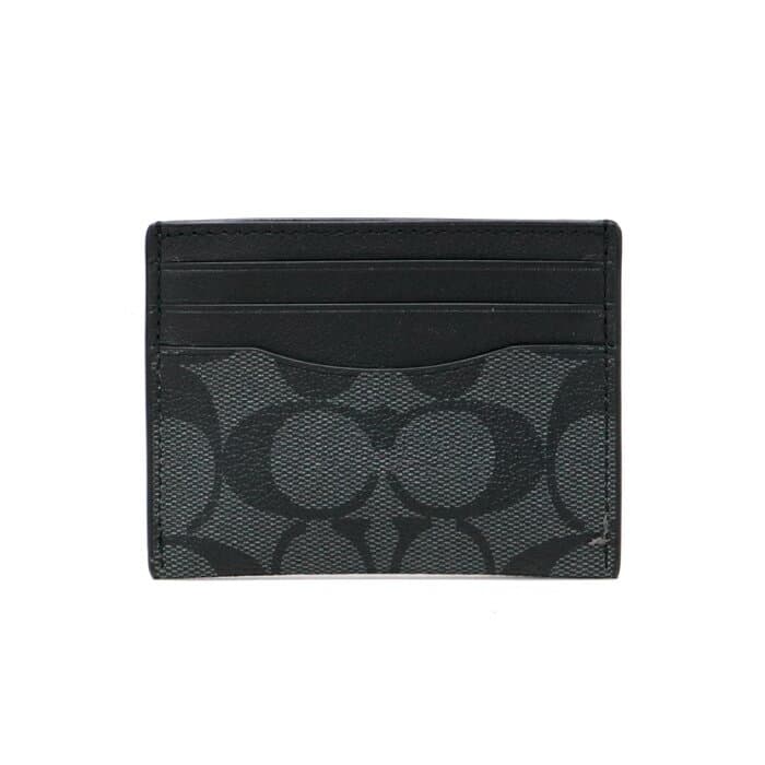 コーチ COACH カードケース PVC レザー シグネチャー 58110 パスケース 定期入れ 名刺入れ カードホルダー メンズ レディース チャコール (グレー) / ブラック 新品同様 中古 mbe04005