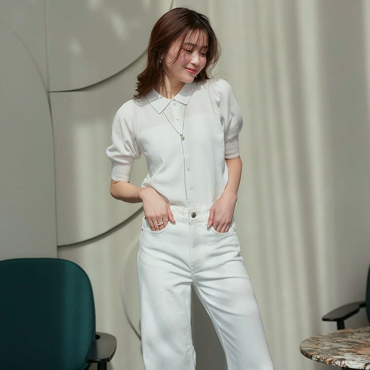 【30%OFFクーポン対象商品】【洗える/ストレッチ】レディース ニット カーディガン サマーニット トップス 半袖 シアートップス ニットポロ セーター オフィスカジュアル きれいめ 上品 おしゃれ 大人かわいい シンプル 羽織 無地 ミセス 通勤 体型カバー 即日発送 2026sa04 thumbnail 2
