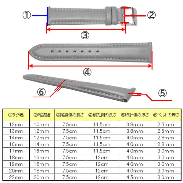 時計ベルト 本革 牛革 無地 バネ棒・交換工具付 12mm 13mm 14mm 16mm 17mm 18mm 19mm 20mm 22mm 時計バンド メンズ レディース 腕時計ベルト 尾錠(シルバー/ゴールド/ピンクゴールド/ブラック) thumbnail 3