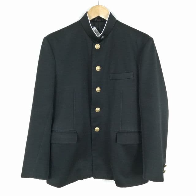 学生服 学ラン 165A 男子 上着 標準型学生服 ラウンドカラー カシドス 黒 中古 ランクC a3 JJ5792