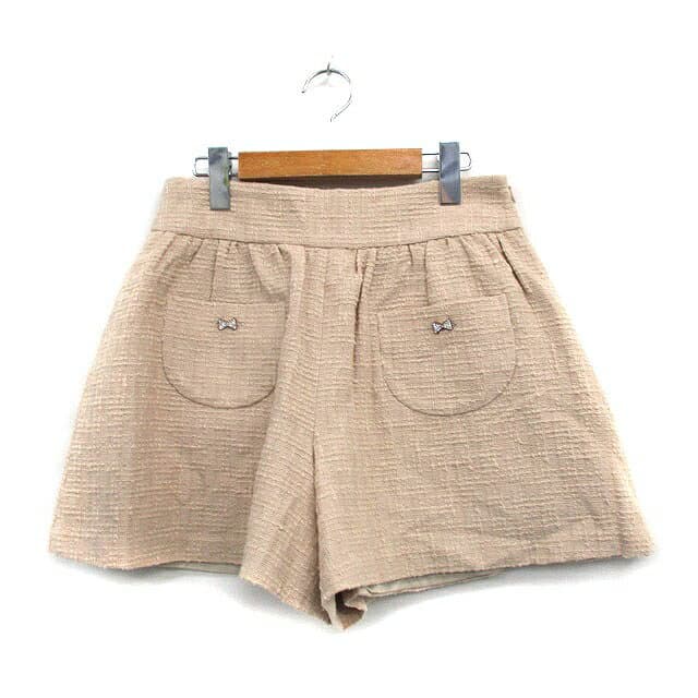 【中古】アナトリエ ANATELIER キュロット ギャザー ツイード コットン 38 ベージュ /KT11 レディース 【ベクトル 古着】 250623