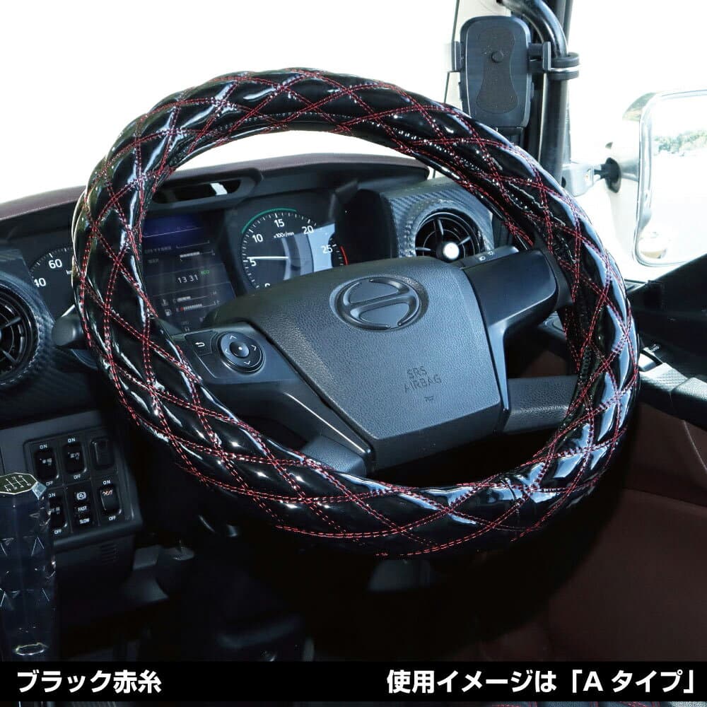 JETINOUE ジェットイノウエ モコモコハンドルカバー 細巻き富士 スタンダードシリーズ ブラック(赤糸) (適合タイプ：ML-M 38～40cm)