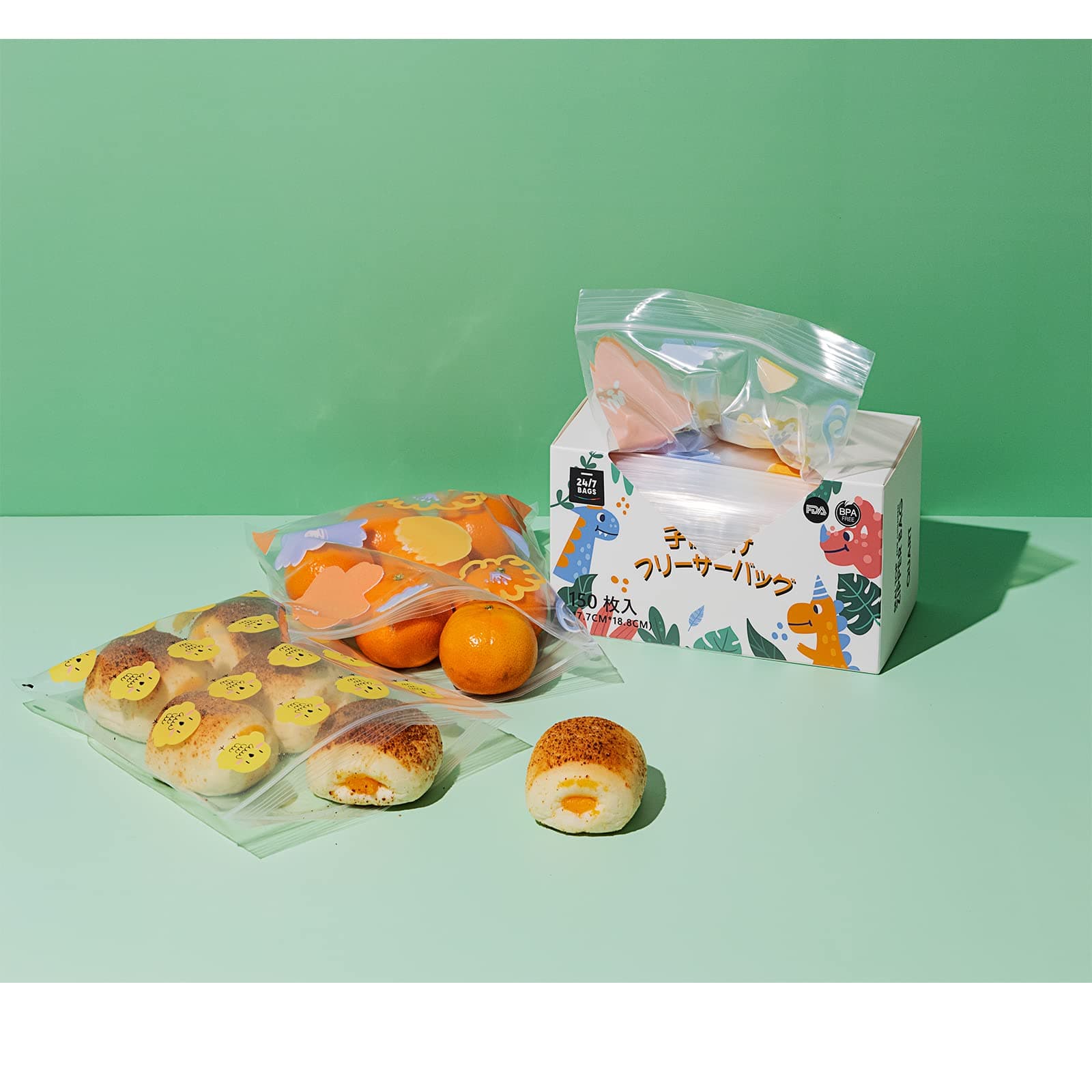 まとめ買い 通用 再利用可能 フリーザーバッグ 150枚セット ポリ袋 かわいい 柄入り クリア子供用　冷凍 冷蔵 花柄 食品保存 ジッパー　透明 プリント チャック袋 収納袋 安全素材　プラスチックバッグ フードキーパー ジップ袋　25枚＊4柄 旅行 化粧品プラスチック袋 プレ thumbnail 3
