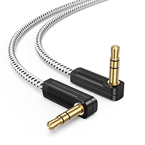Aux ケーブル,CableCreation 3.5mmオーディオケーブル 90度角度付き（両側L型）L型-L型ステレオ・オーディオ・ケーブル 0.45M/ブラック thumbnail 2
