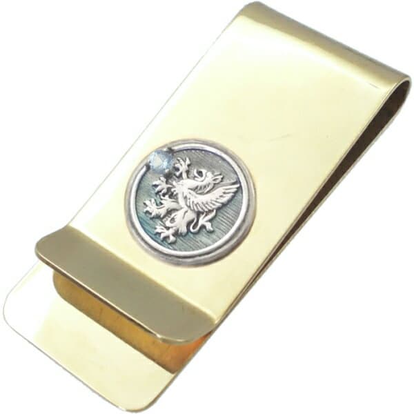 (12月)タンザナイト ブラック グリフォン メダル ブラスマネークリップ 誕生石