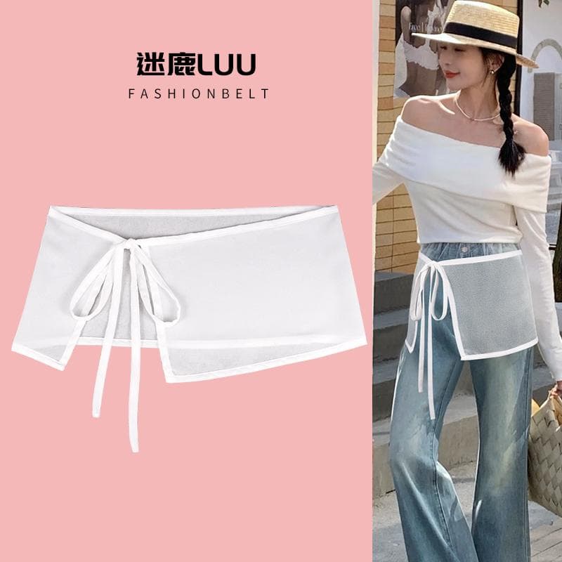 リボン ベルト デコレーション カジュアル カーゴパンツ ファッション 女性用 ジーンズ 装飾 重ね着 ワイド ワンピース スカート