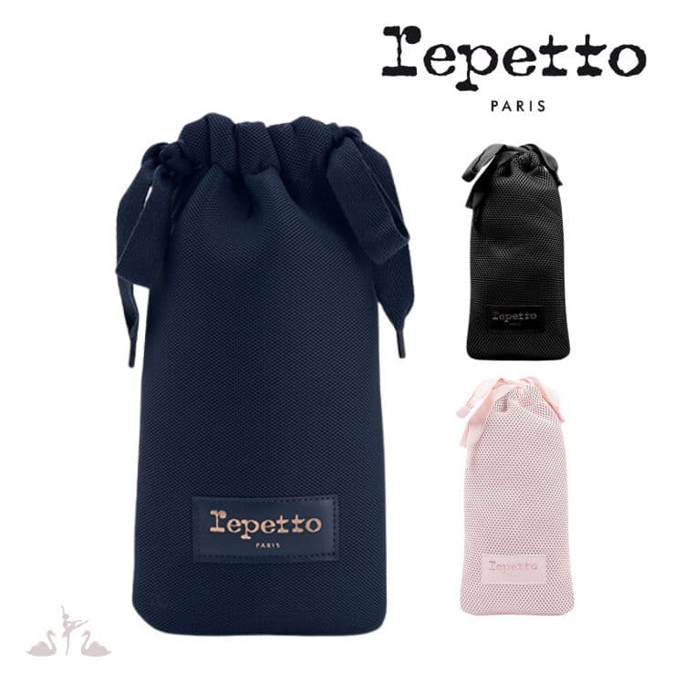 ＼Lineお友達300円OFFクーポン配布中／ バレエ ポーチ【 Repetto レペット 】シューズ入れ 黒 ブラック 紺 ネイビー ピンク かわいい / レッスン 発表会 楽屋 土産 ギフト ダンス デイリー 巾着 小物 メッシュ RPB0360