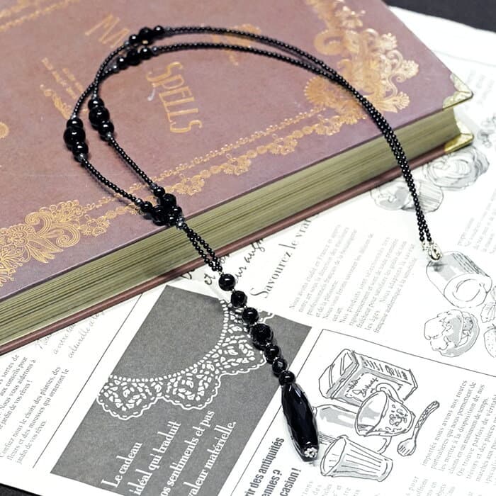 【店長愛用】 天然石 オニキス ロングネックレス Y字 ネックレス ブラックジュエリー アクセサリー レディース ジュエリー プレゼント ファッション 品質保証 30代 40代 50代 60代 送料無料 ラッピング無料 thumbnail 3