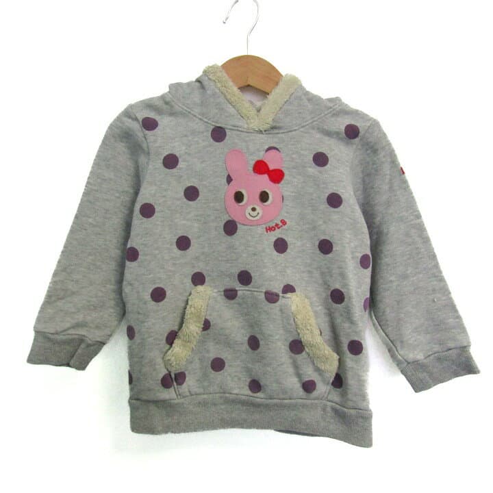 MIKIHOUSE ミキハウス ホットビスケッツ パーカー 長袖 うさこ トップス キッズ 女の子用 100サイズ グレー 【中古】