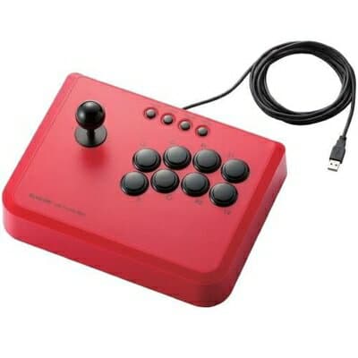 【中古】 ELECOM PS3 USBアーケードスティック 10ボタン 連射機能搭載 レッド JC-GMAS01RD