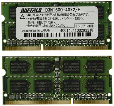 【中古】 BUFFALO PC3-12800(DDR3-1600)対応 204Pin DDR3 SDRAM S.O.DIMM ノート用 2枚組 8GB(4GB×2) D3N1600-4GX2/E