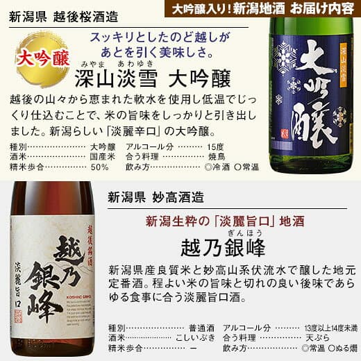 最大51%オフ 酒 お酒 日本酒 大吟醸酒 純米酒 普通酒 家呑み応援 新潟地酒 飲み比べ セット 一升瓶 1800ml 5本組 +1本増量 お中元 敬老の日 父の日 ギフト プレゼント 【7560円(税込)以上で送料無料】 thumbnail 3