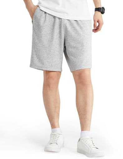 [HISDERN]スウェットハーフパンツメンズハーフパンツスエットハーフパンツストレッチ-着心地良いドレープ感通気快適弾力メンズショートパンツグレーS102Air