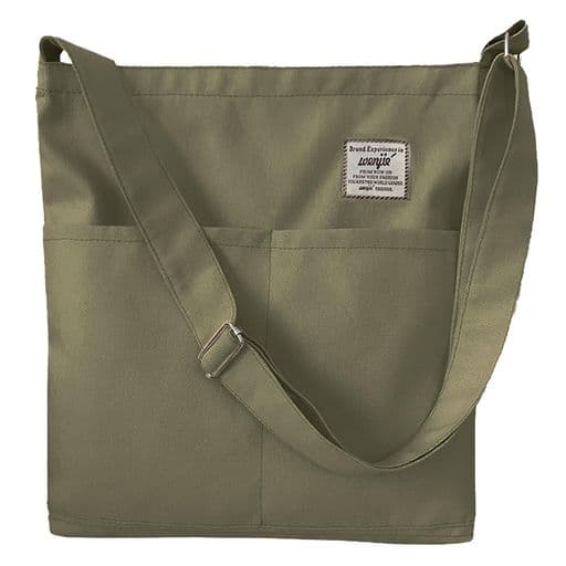 [VEAGIA]トートバック大きめキャンバストートA4キャンバスダッフルバッグプレーントラベリングキャンバスユニセックスバッグ(アーミーグリーン)