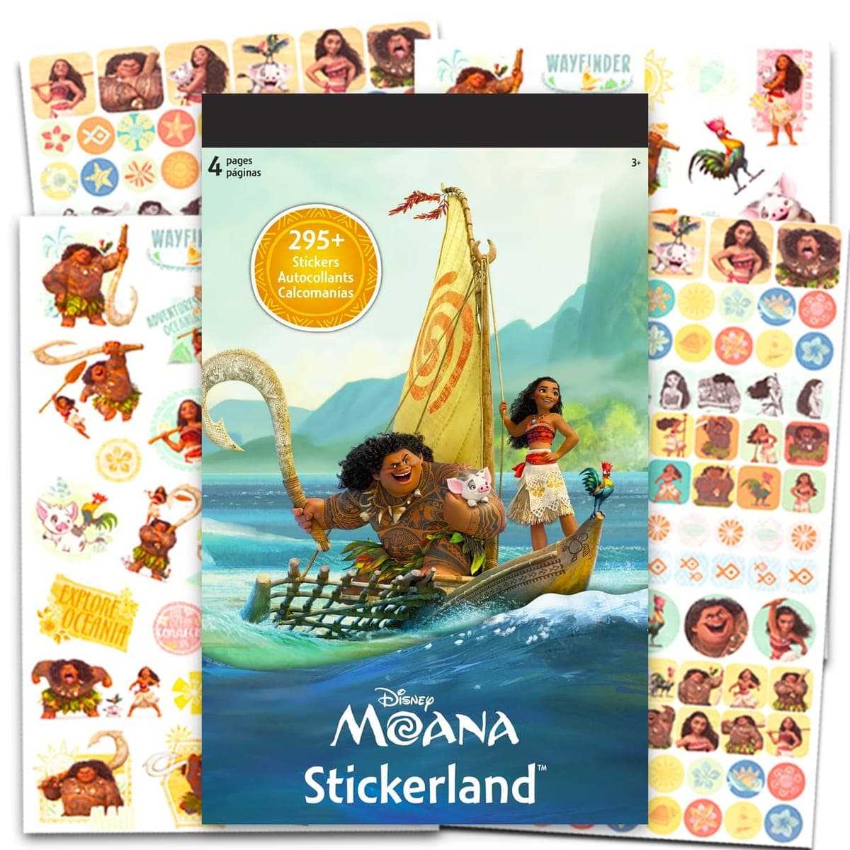 ディズニーモアナステッカーパーティー記念品セット キッズ用 - ディズニーステッカーパック 4枚入り 295枚以上のステッカー付き | ディズニーモアナパーティー記念品