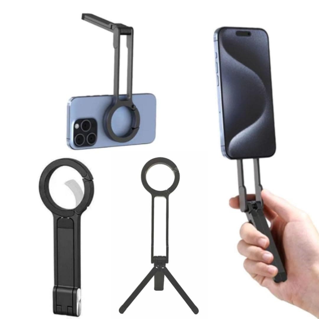 スマホ三脚 ミニ三脚 マグセーフ スタンド＆手持ちモード 自撮り棒 スマホスタンド 安定 軽量 折りたたみ 持ち運び便利 全機種に対応 角度調整 横置き/縦置き 卓上三脚 オンライン会議/ライブ/撮影録画/動画鑑賞に最適 YOSHICA