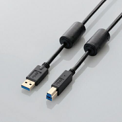 ELECOM｜エレコム 3.0m USB3.0ケーブル 【A】⇔【B】 [フェライトコア付タイプ]　（ブラック）　USB3-BF30BK【rb_ cable_cpn】