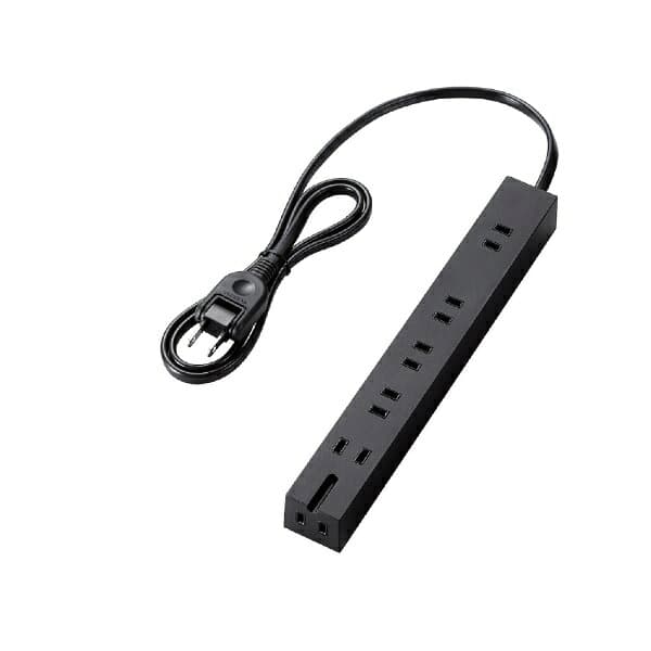 ELECOM｜エレコム 電源タップ 超強力マグネット付 1m 6口 雷ガード スイングプラグ 絶縁キャップ シャッター 耐熱性 安全 安心 ほこり防止 ブラック黒 ブラック T-KM01-2610BK [1.0m /6個口 /スイッチ無]