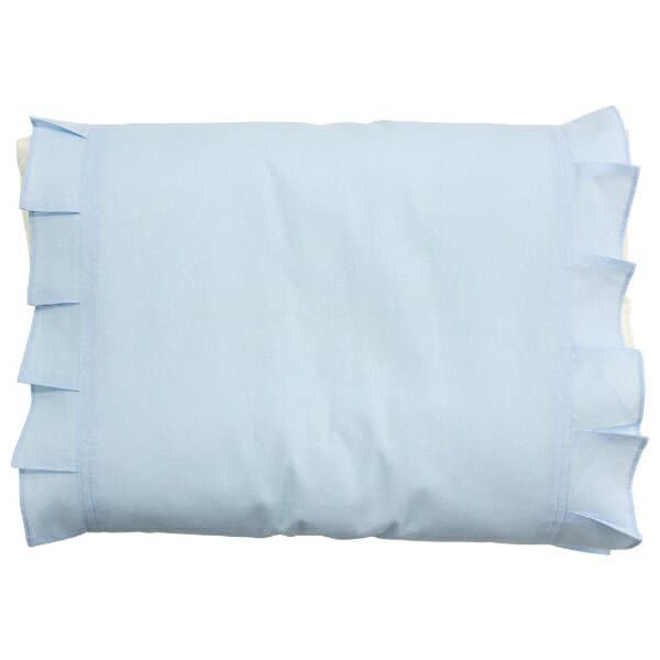 小栗｜OGURI メリーナイト 枕カバー 両サイドフリル付き ブルー 約45×70cm (35×50cm〜43×63cmの枕に対応) 後ろをヒモで結ぶタイプ 綿100% オールシーズン 洗える MNP4501-76 サックス MNP4501-76