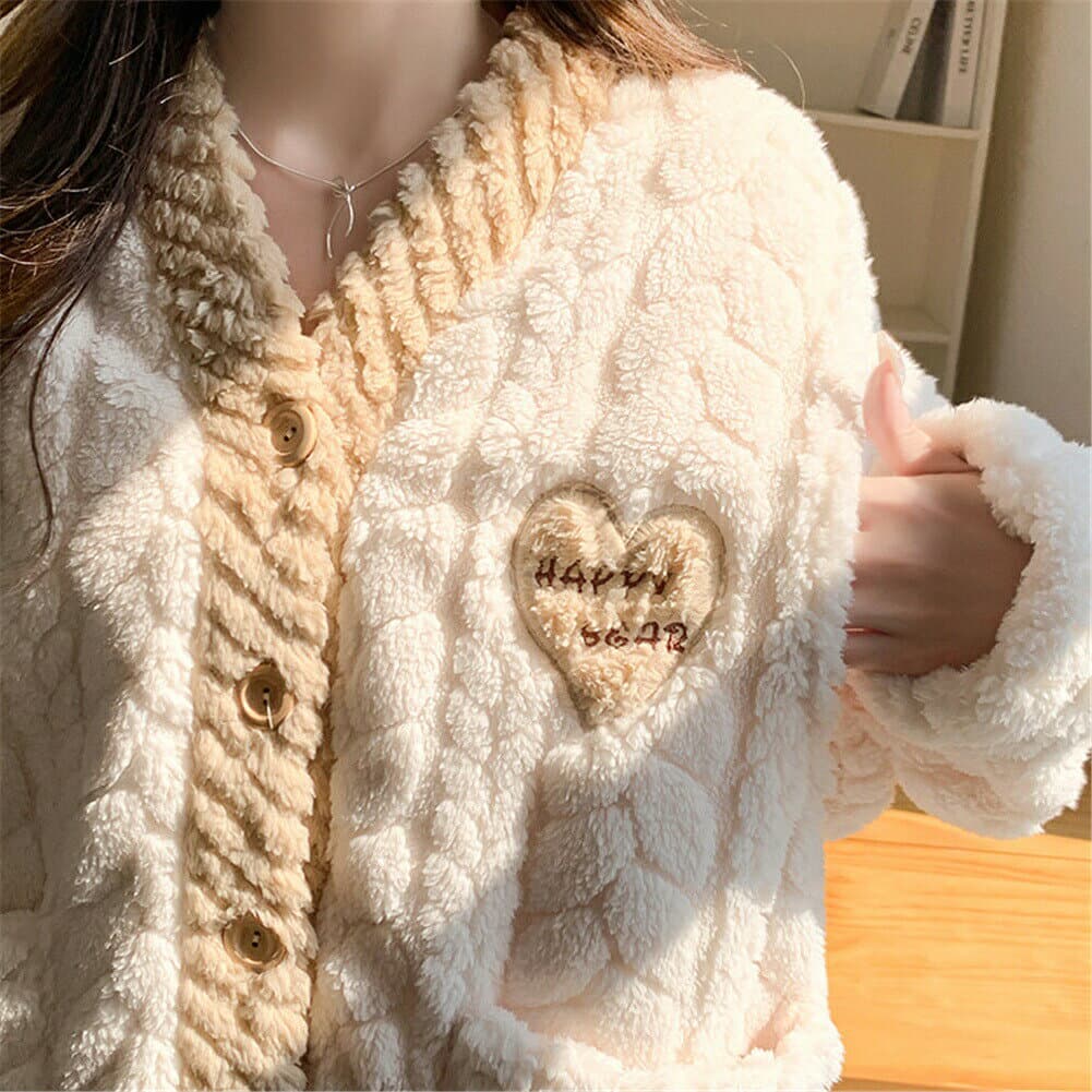 上下セット マタニティ パジャマ マタニティパジャマ 冬 モコモコ ハート マタニティ パジャマ クマ ルームウェア 授乳口 ファッション 長袖 マタニティ 付き ウエスト調節 パジャマ ギフト パンツ トップス かわいい おしゃれ 授乳服 出産 産後 妊婦 プレゼント thumbnail 2
