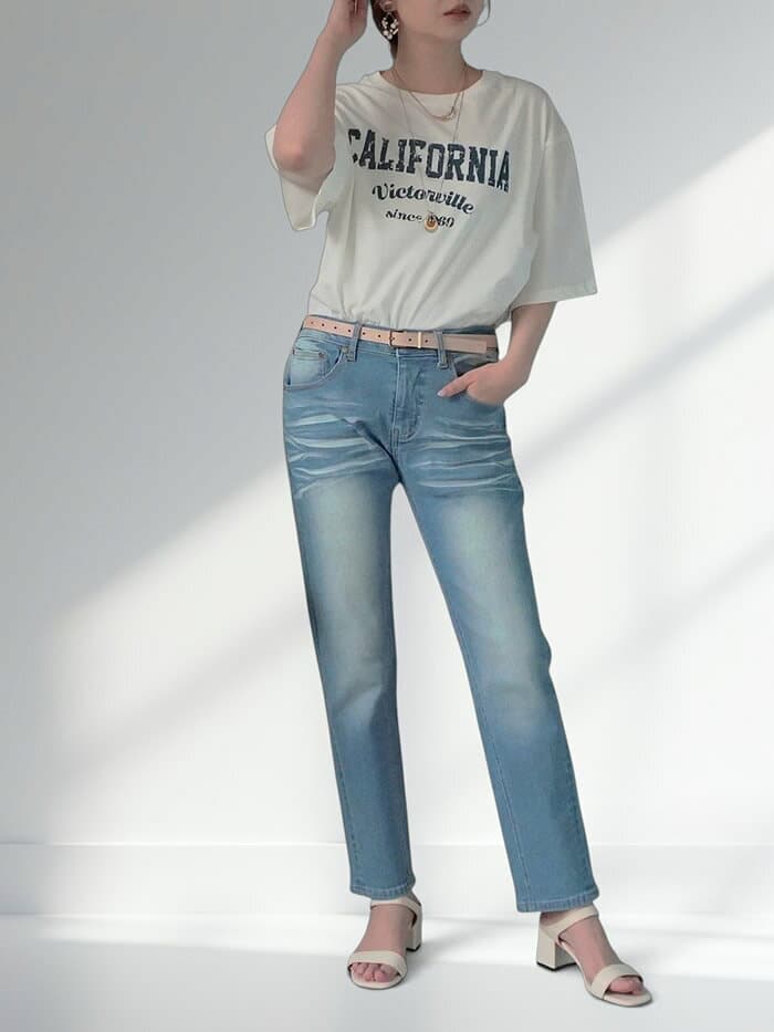 【今夜4時間★全品20％OFF】デニム レディース ストレッチデニム デニムパンツ 選べる2丈 ボーイフレンドデニム テーパードパンツ 美脚パンツ 体型カバー 細見え 大きいサイズ XS S M L LL 股下65cm 72cm 30代 40代 50代 60代 thumbnail 3