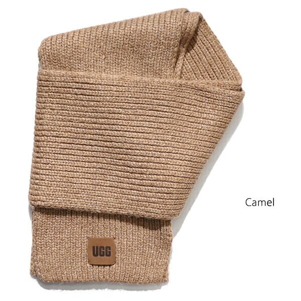 アグ【UGG】101106 Chunky Rib Scarf チャンキー リブ スカーフ マフラー ロゴ ユニセックス メンズ レディース プレゼント ギフト 防寒 冬 ブランド クリスマス かわいい おしゃれ 通勤 通学 Camel Light grey Black キャメル ライトグレー ブラック【送料無料】 thumbnail 2