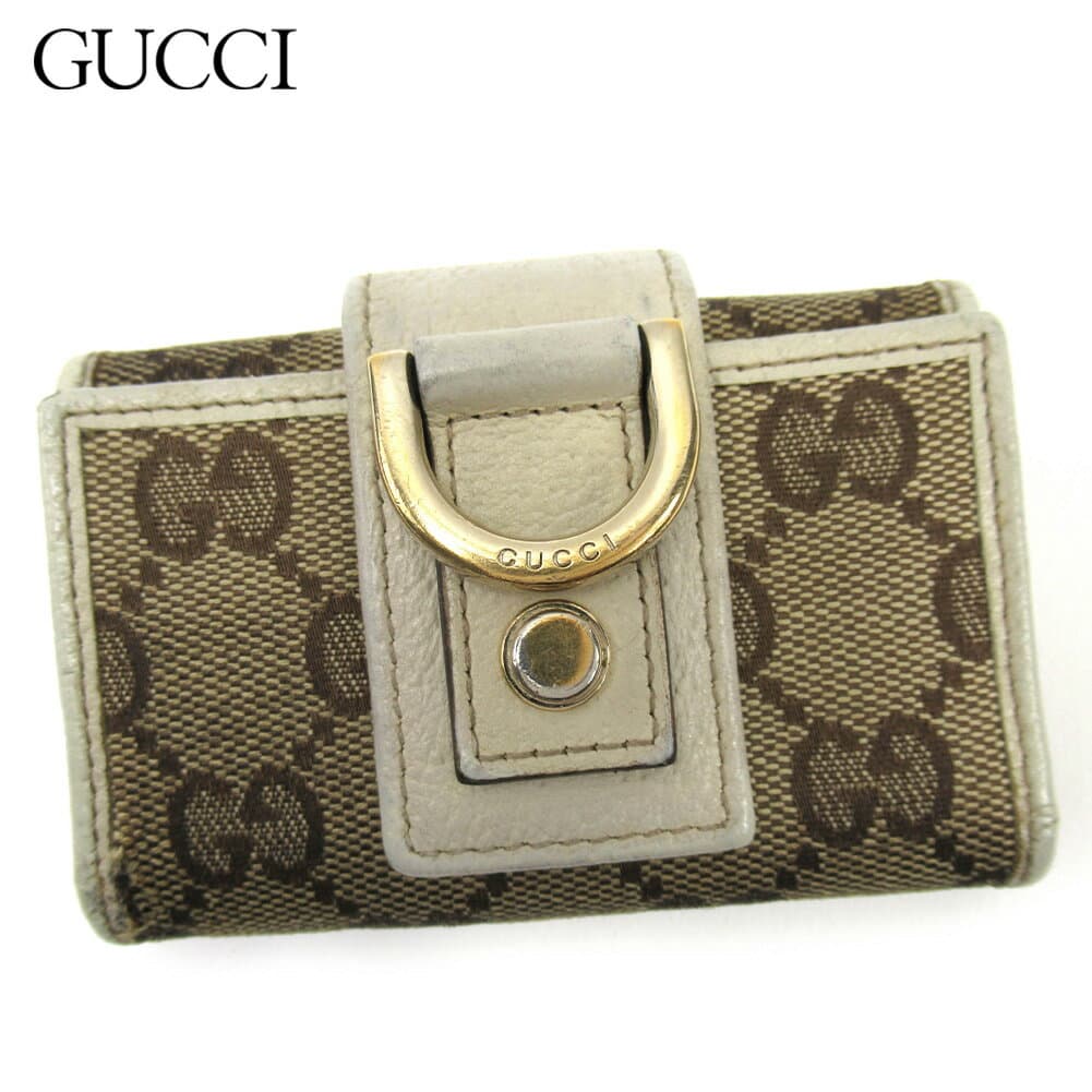 【お買い物マラソンSALE★23％OFFクーポン】グッチ キーケース レディース メンズ GG柄 ベージュ キャンバス×レザー Gucci 【グッチ】 T16785 【中古】 ブランド ハイブランド ヴィンテージ 送料無料