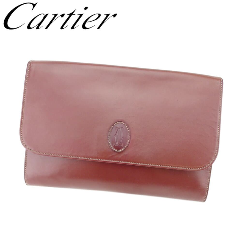 【お買い物マラソンSALE★23％OFFクーポン】カルティエ クラッチバッグ ブランドバッグ バック セカンドバッグ ボルドー レザー マストライン 【中古】 t8261 ブランド ハイブランド ヴィンテージ 送料無料
