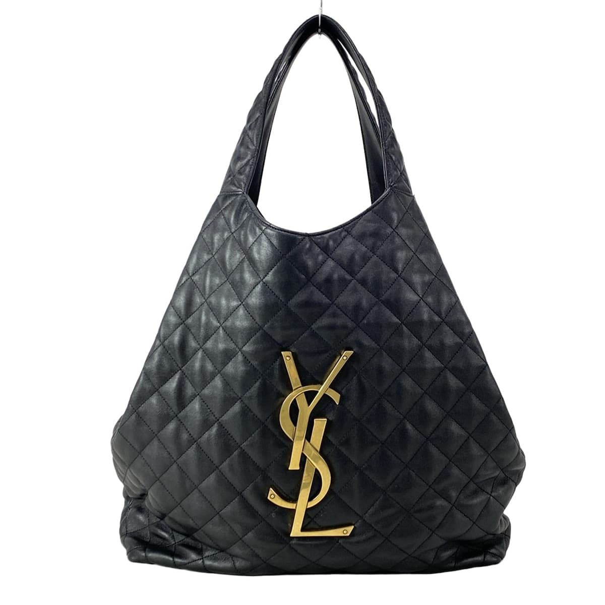 【新着】【中古】SAINT LAURENT PARIS(サンローランパリ) イカール マキシ ショッピングバッグ トートバッグ キルティング 黒 ラムスキン