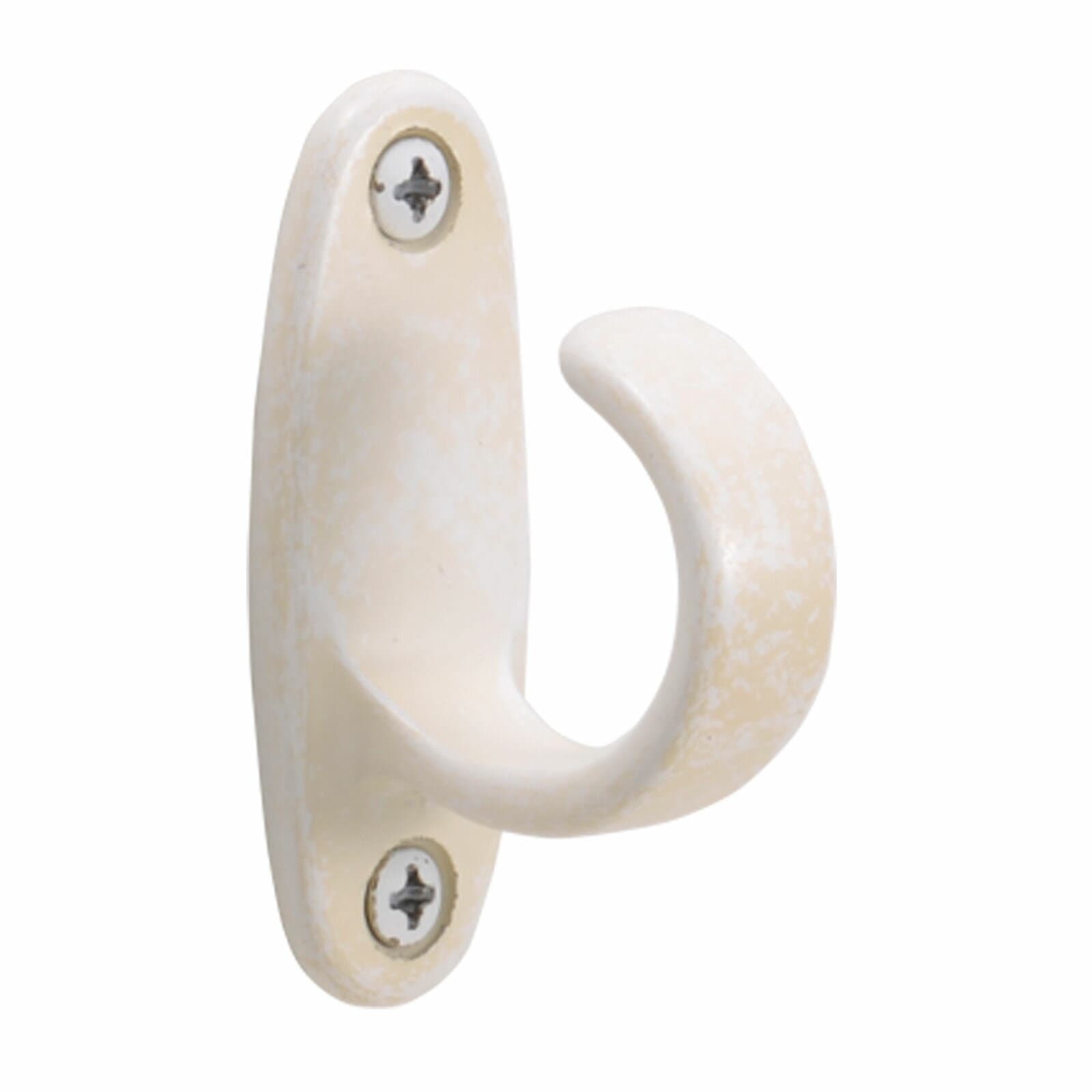 【在庫限り】 GORIKIISLAND フック カーテン留め M WAB≫ウォール 壁掛け ふさかけ バッグ 鍵 キー カーテン留め タッセルフック 耐荷重約5kg 幅3.8 高さ13 奥行9(cm) 真鍮製 壁付け おしゃれ シンプル シャビーシック ビス付き 古白色仕上げ ホワイトアンティーク