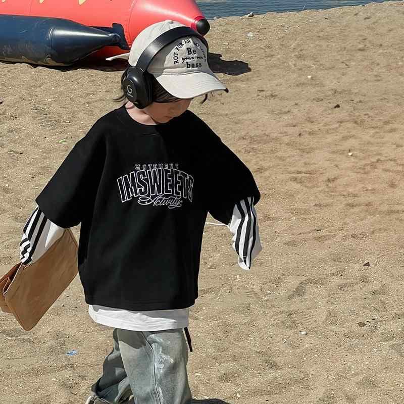 子供服 スウェット ボーイズ 切り替え プリント 長袖 トップス トレーナー 春物 子供 普段着 おしゃれ 110cm 120cm 130cm 140cm 150cm 160cm