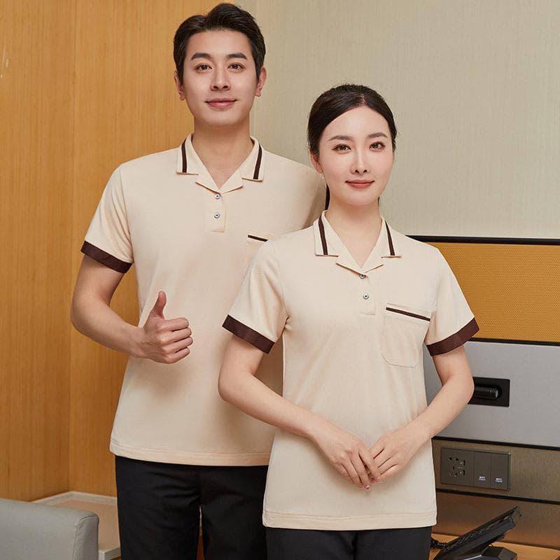 清掃服 レディース ホテル 客室 清掃員 作業着 トップス 吸湿速乾 綿 ポリエステル 混紡 グレー ベージュ