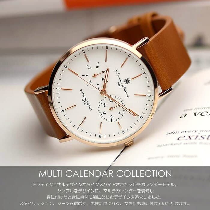 【マラソンセール】【半額以下】Salvatore Marra サルバトーレマーラ 腕時計 メンズ レディース 薄型 マルチカレンダー クラシック 革ベルト レザー 38mm ブランド 人気 シンプル ウォッチ SM15117L thumbnail 2