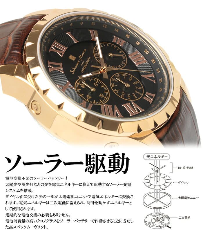 【マラソンセール】【半額以下】【Salvatore Marra】 サルバトーレマーラ 電波 ソーラー クロノグラフ 腕時計 メンズ 限定モデル SM20102 革ベルト レザー ブランド ランキング ウォッチ 電波時計 ソーラー電波時計 文字盤 青 黒 緑 赤 ブルー ブラック グリーン レッド thumbnail 3