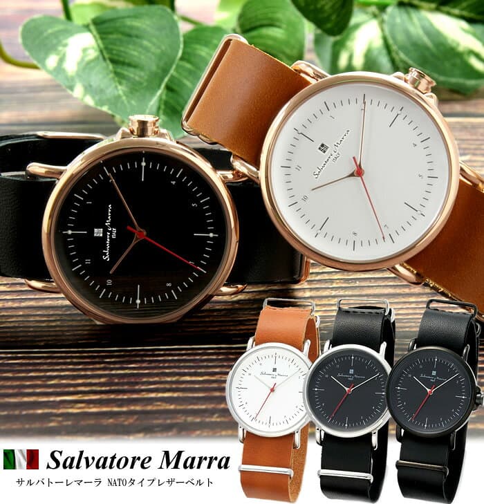 【マラソンセール】【半額以下】Salvatore Marra サルバトーレマーラ 腕時計 メンズ レディース 革ベルト レザー ウォッチ ブランド 人気 シンプル SM22104