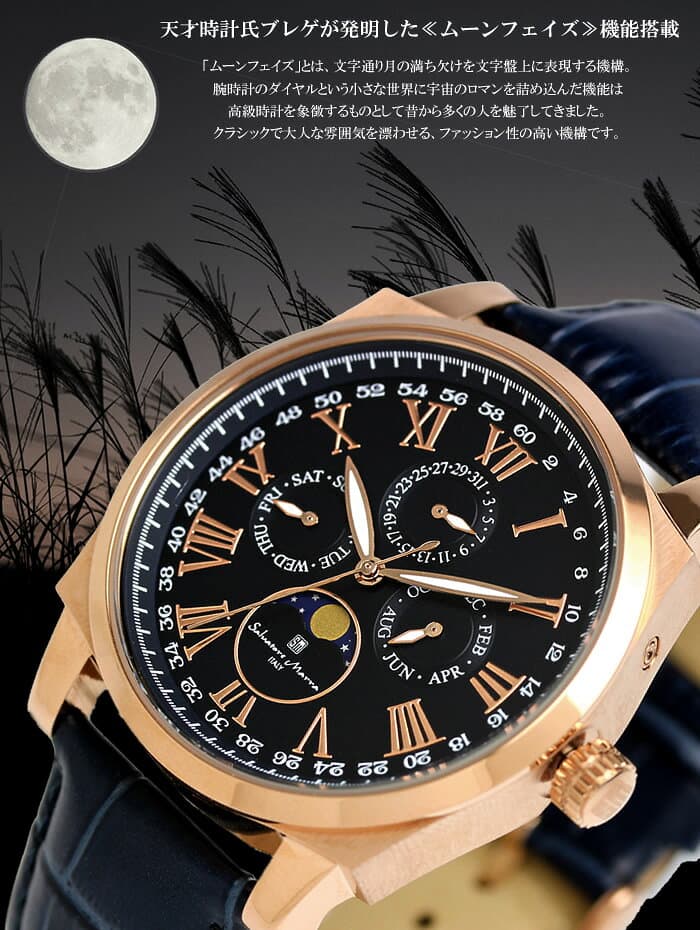 【マラソンセール】【半額以下】Salvatore Marra サルバトーレマーラ ムーンフェイズ 腕時計 メンズ 限定モデル 革ベルト レザー ブランド クラシック ギフト プレゼント ウォッチ SM22105S thumbnail 2