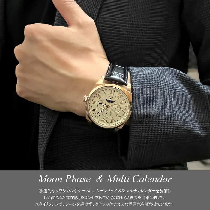 【マラソンセール】【半額以下】Salvatore Marra サルバトーレマーラ ムーンフェイズ 腕時計 メンズ 限定モデル 革ベルト レザー ブランド クラシック ギフト プレゼント ウォッチ SM22105S thumbnail 3