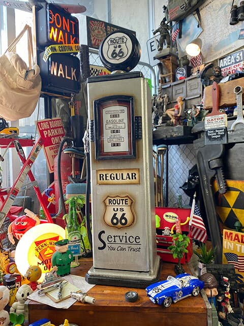 ルート66　ガスポンプ型キャビネット　CDタワー　（シルバー）　アメリカン雑貨　アメリカ雑貨　グッズ