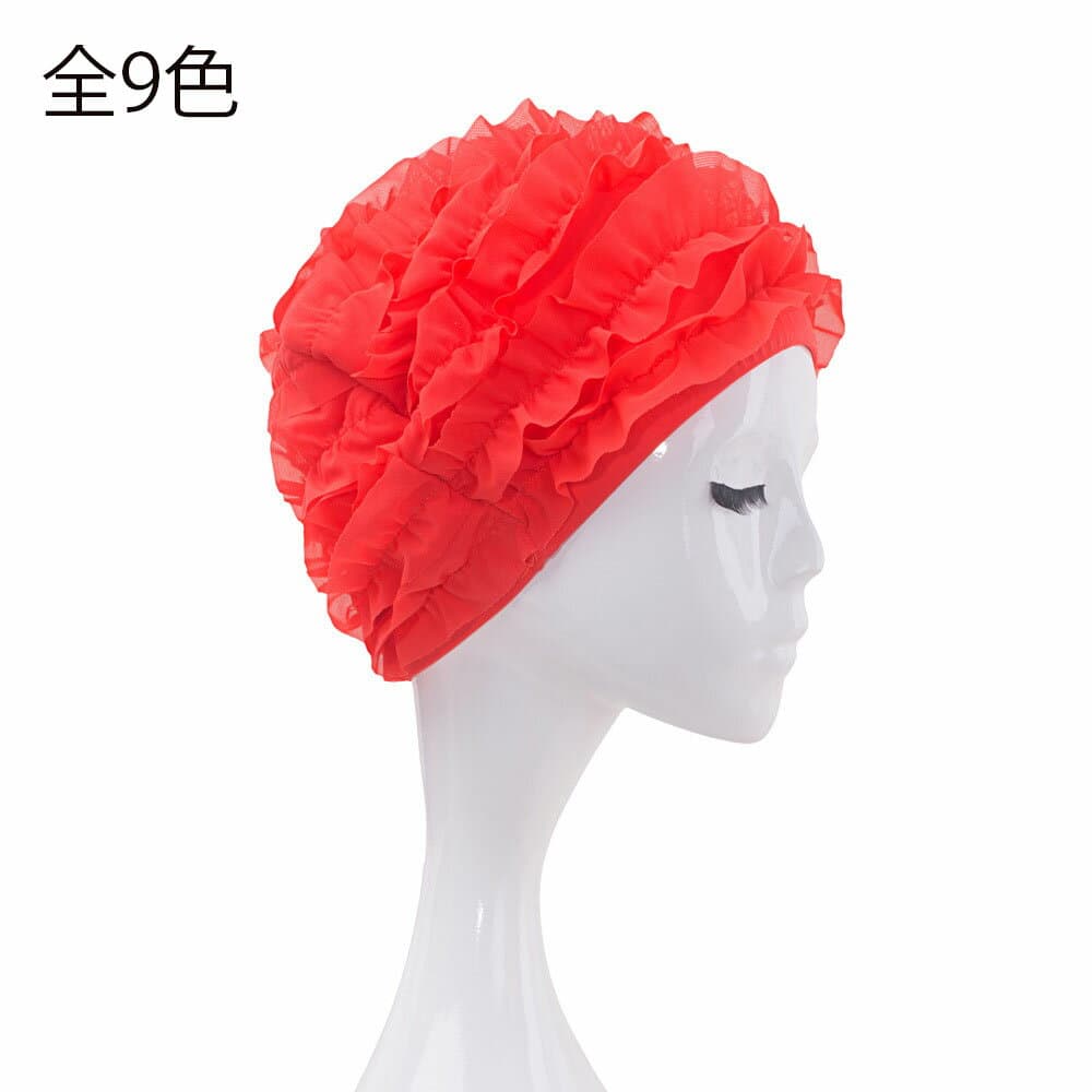 【全9色】スイムキャップ スイミングキャップ レディース ゆったりと長い髪も包み込む フィットネス水着とご一緒に/ママにも　ブラック/イェロー/ワインレッド/パープル/ネイビー/ブルー/オレンジ/ピンク　プール/水泳/水中ウォーキング/水着/帽子